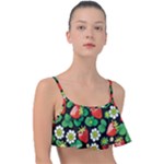 Strawberries Pattern Frill Bikini Top