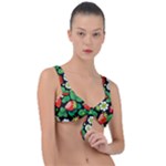 Strawberries Pattern Front Tie Bikini Top