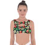 Strawberries Pattern Bandaged Up Bikini Top