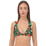 Strawberries Pattern Double Strap Halter Bikini Top