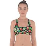 Strawberries Pattern Cross Back Hipster Bikini Top 