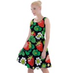 Strawberries Pattern Knee Length Skater Dress