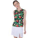 Strawberries Pattern Women s Sleeveless Sports Top