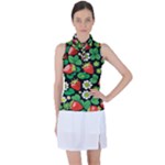 Strawberries Pattern Women s Sleeveless Polo T-Shirt