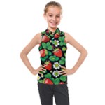 Strawberries Pattern Kids  Sleeveless Polo T-Shirt