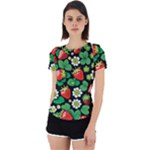 Strawberries Pattern Back Cut Out Sport T-Shirt