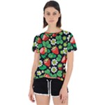 Strawberries Pattern Open Back Sport T-Shirt