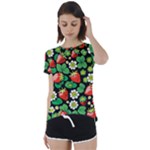 Strawberries Pattern Short Sleeve Open Back T-Shirt