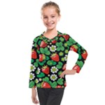 Strawberries Pattern Kids  Long Mesh T-Shirt