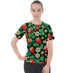 Strawberries Pattern Women s Sport Raglan T-Shirt