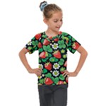 Strawberries Pattern Kids  Mesh Piece T-Shirt