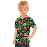 Strawberries Pattern Kids  Polo T-Shirt