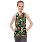 Strawberries Pattern Kids  Sleeveless Hoodie