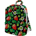 Strawberries Pattern Zip Up Backpack