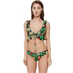 Strawberries Pattern Low Cut Ruffle Edge Bikini Set