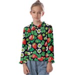 Strawberries Pattern Kids  Frill Detail T-Shirt