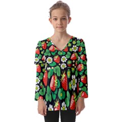 Kids  V Neck Casual Top 