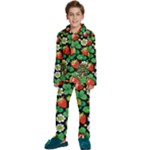 Strawberries Pattern Kids  Long Sleeve Velvet Pajamas Set