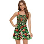 Strawberries Pattern Ruffle Edge Bra Cup Chiffon Mini Dress