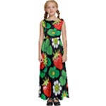 Strawberries Pattern Kids  Satin Sleeveless Maxi Dress