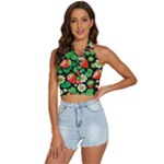 Strawberries Pattern Backless Halter Cami Shirt