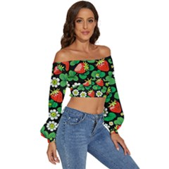 Long Sleeve Crinkled Weave Crop Top 