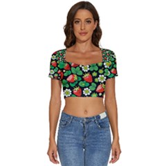 Short Sleeve Square Neckline Crop Top  