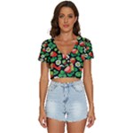 Strawberries Pattern V-Neck Crop Top