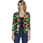 Strawberries Pattern Women s Casual 3/4 Sleeve Spring Jacket