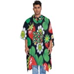 Strawberries Pattern Men s Hooded Rain Ponchos