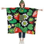 Strawberries Pattern Women s Hooded Rain Ponchos