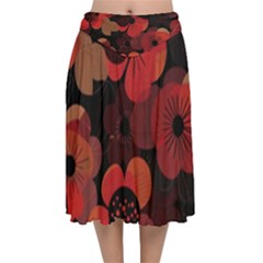 Velvet Flared Midi Skirt 