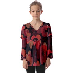 Kids  V Neck Casual Top 