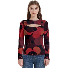 Flower Floral Flora Nature Pattern Background Backdrop Women s Cut Out Long Sleeve T