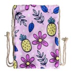 Flowers Petals Pineapples Fruit Drawstring Bag (Large)