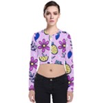 Flowers Petals Pineapples Fruit Long Sleeve Zip Up Bomber Jacket