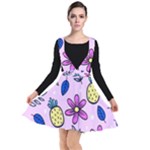 Flowers Petals Pineapples Fruit Plunge Pinafore Dress