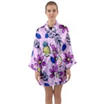 Flowers Petals Pineapples Fruit Long Sleeve Satin Kimono