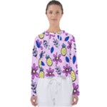 Flowers Petals Pineapples Fruit Women s Slouchy Sweat