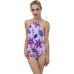 Flowers Petals Pineapples Fruit Go with the Flow One Piece Swimsuit