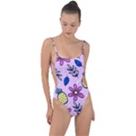 Flowers Petals Pineapples Fruit Tie Strap One Piece Swimsuit