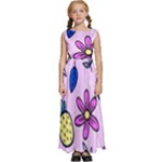 Flowers Petals Pineapples Fruit Kids  Satin Sleeveless Maxi Dress