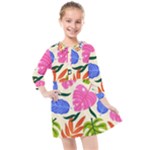 Tropical Sheets Summer Beach Kids  Quarter Sleeve Shirt Dress