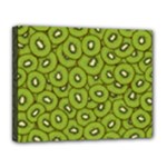 Kiwi Fruit Pattern Green Background Canvas 14  x 11  (Stretched)