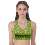 Kiwi Fruit Pattern Green Background Fitness Sports Bra