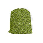 Kiwi Fruit Pattern Green Background Drawstring Pouch (Large)