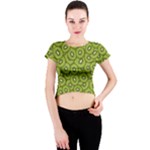 Kiwi Fruit Pattern Green Background Crew Neck Crop Top