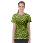 Kiwi Fruit Pattern Green Background Women s Sport Mesh T-Shirt