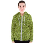 Kiwi Fruit Pattern Green Background Women s Zipper Hoodie