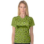 Kiwi Fruit Pattern Green Background V-Neck Sport Mesh T-Shirt